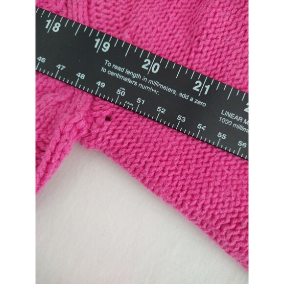 VTG Moda Intl Sweater size Med PINK Med Cable Fisherman Cardigan chore pockets - Picture 4 of 13